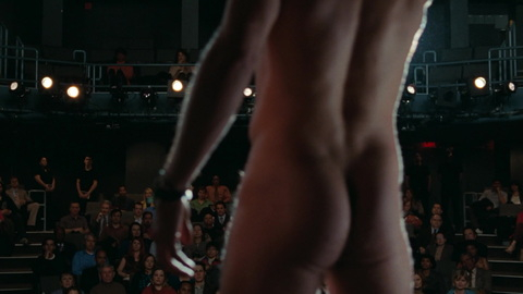 Actor on Stage from The Switch Naked. Butt, Shirtless, audience, back towards camera. 141011