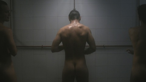 Alonso from Someone Has to Die Naked. Butt, group nudity, group shower. 142247