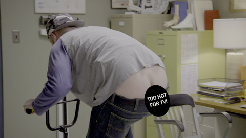 Broden Kelly Naked in Aunty Donna's Big Ol' House of Fun. Butt, bicycle, buttcrack. 143708