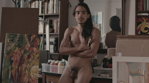Daniel Staaf Nude as Tony Takata. Balls, Penis, Shirtless, long hair, painting. 145700