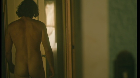 Drew Harwood Nude as Man / Young Man. Butt, Shirtless, long hair, through doorway. 146186