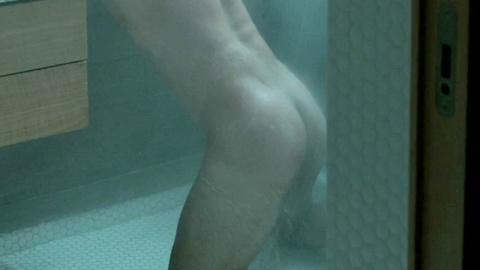 Raimundo Alcalde Nude in La Jauría. Butt, Shirtless, bathroom, kneeling. 146345