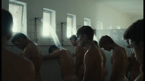 Oscar Fourie from Moffie Naked. Butt, Shirtless, army, group shower. 151751