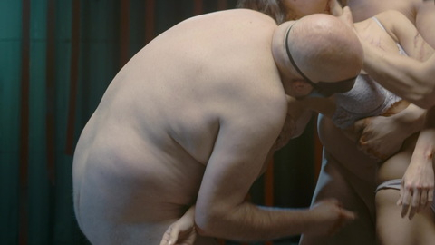Hombre hangar from The Innocent Naked. Butt, Shirtless, bald, group. 153161