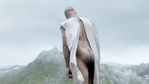 Oula from Heavy Trip Naked. Butt, bald, hospital gown. 154487