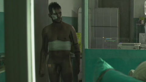 Jonathan Rhys-Meyers Naked as Shirô. Balls, Penis, Shirtless, bandages, distant. 160959