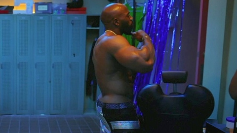 Jeremy Williams Naked as Midnight. Butt, bald, big arms. 189201