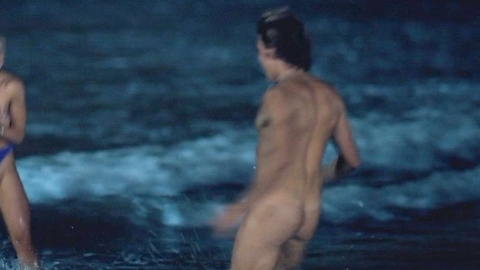 Nate Macauley from One of Us Is Lying Naked. Butt, Shirtless, beach, night. 187361