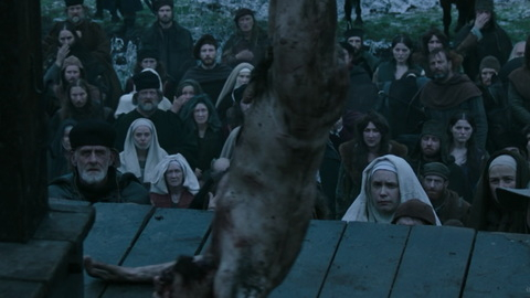 Adam Driver Naked as Jacques Le Gris. Balls, Body Double, Penis, Shirtless, bloody, hung by feet. 167049