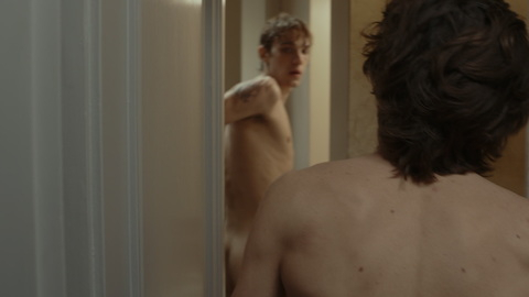 Matteo Oscar Giuggioli Naked as Dario Del Monte. Butt, Shirtless, bathroom, doorway. 172515