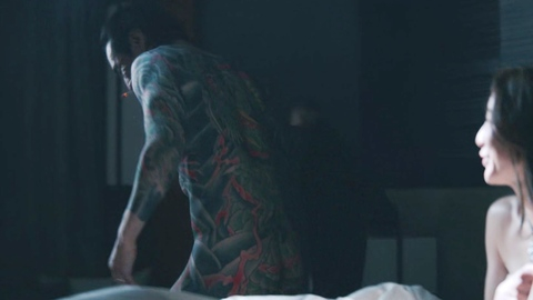 Ayumi Tanida Nude in Tokyo Vice. Butt, Shirtless, asian, body covered in tattoos. 189358