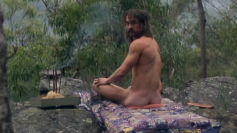 Ben O'Toole Naked as Snapper Webster. Butt, Shirtless, cross legged, in woods. 176229