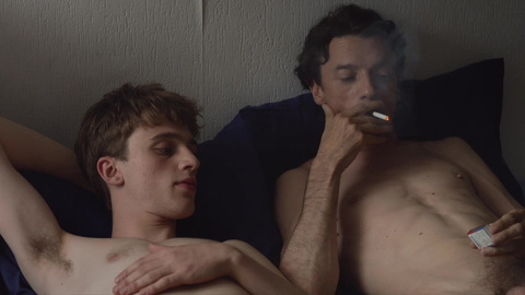 Stanislas Nordey Naked in Proud. Gay, Penis, Shirtless, cigarette, in bed. 178105