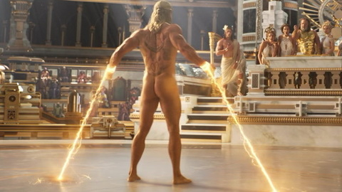 Chris Hemsworth Naked in Thor: Love and Thunder. Butt, Shirtless, abs, barefoot. 179395
