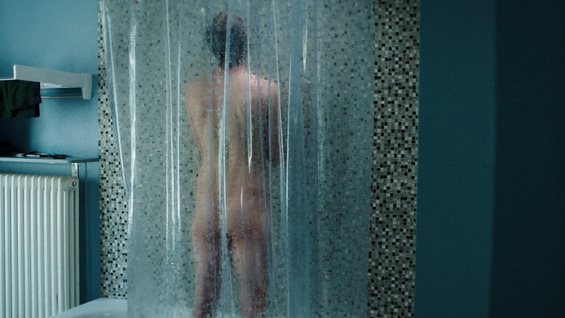 Luc Capitani from Capitani Naked. Butt, Shirtless, bathroom, clear shower curtain. 178361