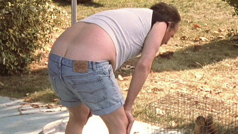 David Bowe Nude as Registration Clerk. Butt, cage, jean shorts. 178526