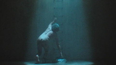 John Lynch Nude in The Head. Butt, Shirtless, chained up, climbing ladder. 181114