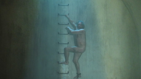 John Lynch Naked as Arthur Wilde. Butt, Shirtless, chained up, climbing ladder. 181113