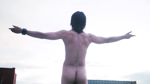 Tomohisa Yamashita Nude in Alice in Borderland. Butt, Shirtless, arms outstretched, asian. 181132