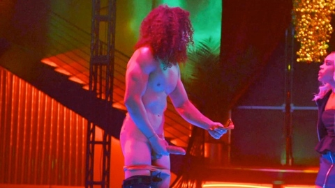 Timothy Kyle Roberts Naked as Big D. Penis, Prosthetic, Shirtless, nude, on stage. 194721