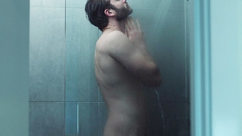 Alexander Lincoln Nude in In from the Side. Butt, Shirtless, beard and mustache, brown hair. 184492