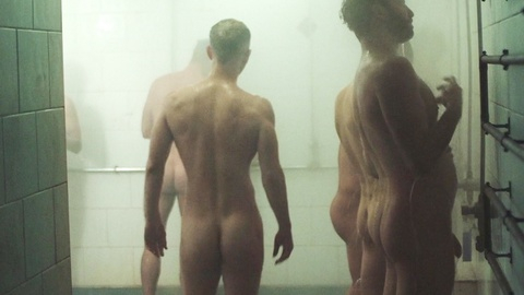 Christopher Sherwood Naked in In from the Side. Butt, Penis, Shirtless, beard and mustache, brown hair. 184495