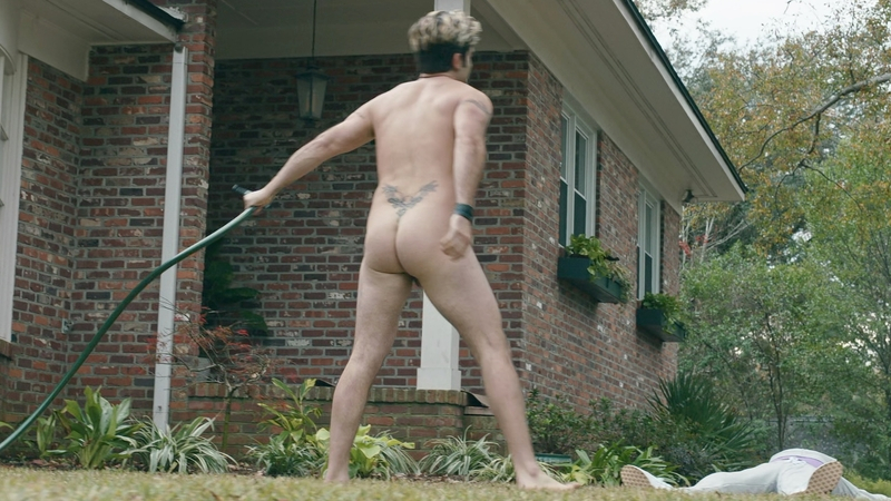 Stephen Schneider Naked as Stephen Downes. Butt, Shirtless, outside, tattoo. 185019