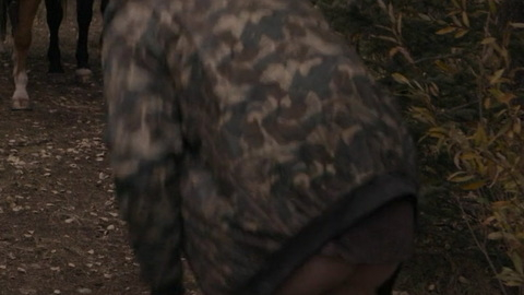Travis Friesen Naked as Dave Farkus. Butt, camo jacket, guns. 185265