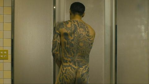 Yoshiyuki Yamaguchi Nude in Bad City. Butt, Shirtless, asian, back tattoos. 185290
