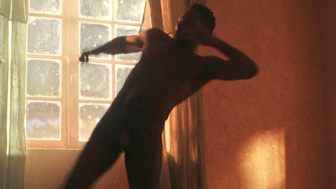 Olivier Kissita Naked in Wingwomen. Balls, Penis, Shirtless, backlit, black. 187033