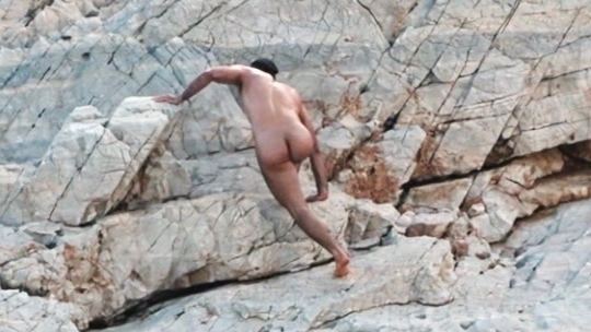 Yorgos Tsiantoulas Naked in The Summer with Carmen. Butt, Shirtless, climbing rocks, long shot. 192259