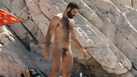 Yorgos Tsiantoulas Naked as Demosthenes. Balls, Penis, Shirtless, beach, beard. 192267