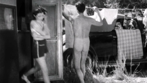 Robert Stanley Nude in Unashamed: A Romance. Butt, Shirtless, black and white, nude. 192676