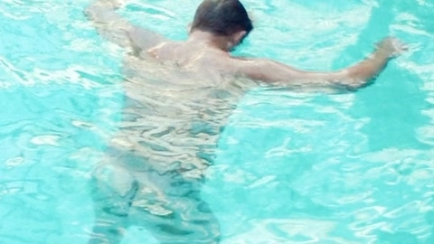 Billy Magnussen Naked in Coup!. Butt, Shirtless, floating in pool, muscular. 193195