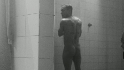 Samuel Garcia Nude in The Head. Butt, b&w, back tattoo. 194998