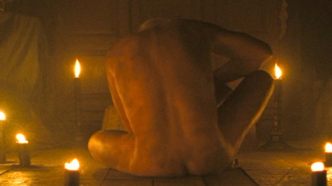 Herr Knock from Nosferatu Naked. Butt, candles, floor. 195233