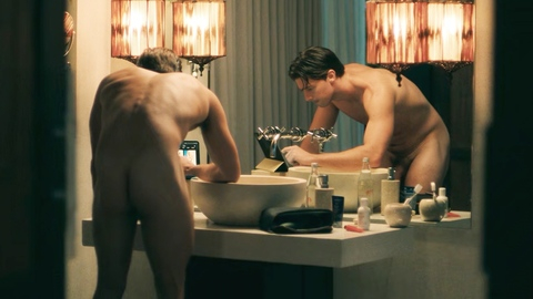 Saxon Ratliff from The White Lotus Naked. Butt, Penis, Shirtless, bathroom, bending over. 195527