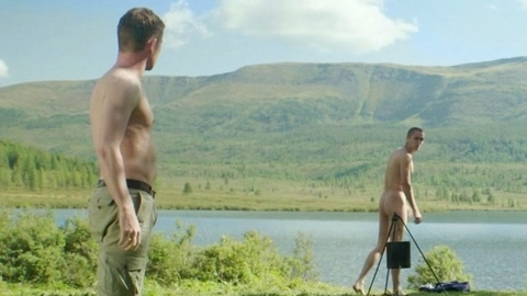 Nudes of Sasha from Siberia and Him. Butt, Shirtless, lake, long shot. 195960