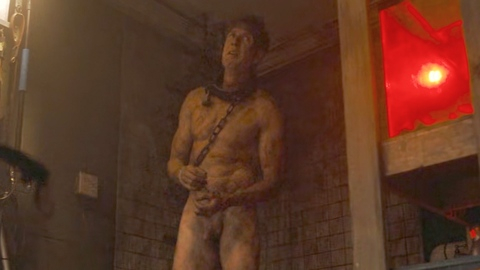 Regan Burns Nude in The Righteous Gemstones. Balls, Penis, Shirtless, chained to wall, chained up. 196390