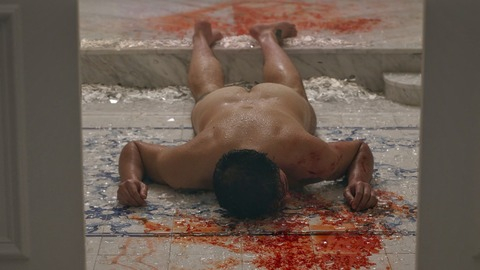 Sean Townsend from Another Simple Favor Naked. Butt, blood, crime scene. 196433