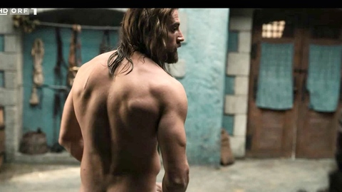 Gellért L Kádár Nude in Rise of the Raven. Butt, beard, getting out of tub. 197314