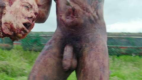 Chi Lewis-Parry Nude as Samson. Balls, Penis, Prosthetic, bloody, bruised. 198464