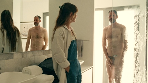 Carey from Splitsville Naked. Balls, Penis, Prosthetic, Shirtless, bathroom, getting out of shower. 199007