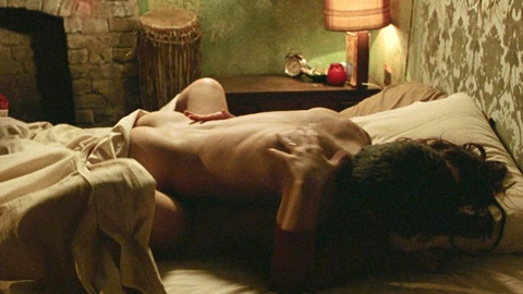 Gael García Bernal Nude as Kit Winter. Butt, Shirtless, Straight, brown haif, in bed. 199634