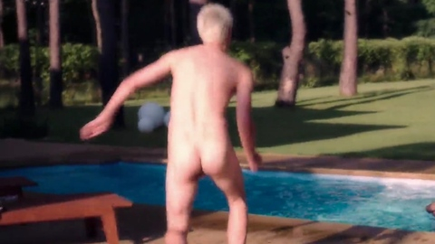 'Kundel' from Three Loves Naked. Butt, blonde, jumping into pool. 200135