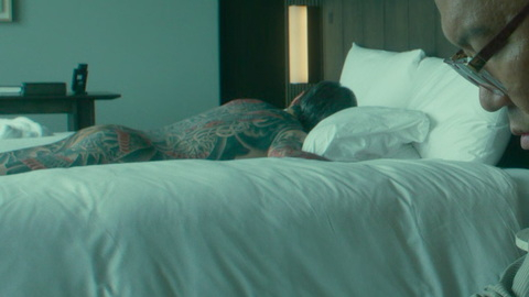 Tsuyoshi Muro Nude in Sins of Kujo. Butt, back tattoo, bed. 201286