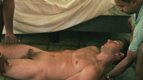 Baron Hemmings from Laid Bare Naked. Balls, Penis, Shirtless, abs, brown hair. 202037