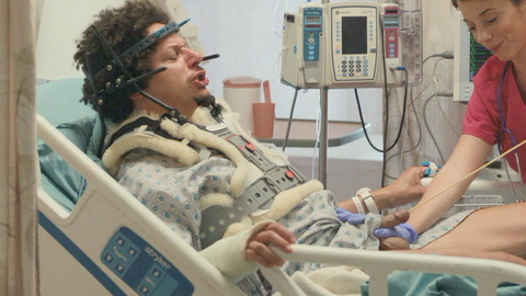 Eric André Naked in Little Brother. Balls, Penis, Prosthetic, end credits, head brace. 202201