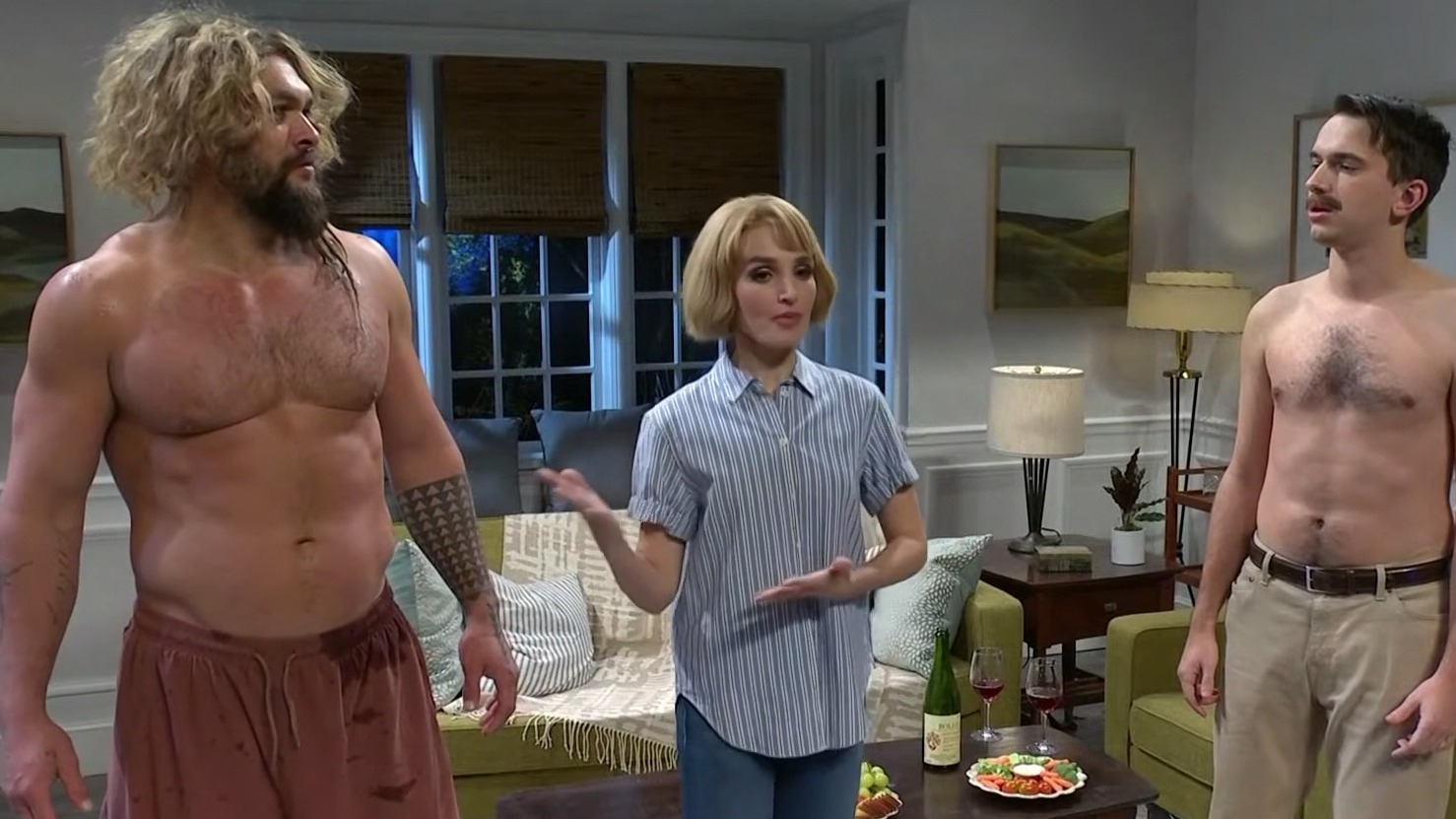 Sexiest Jason Momoa Scene in Saturday Night Live. Sexy, Shirtless. 77575