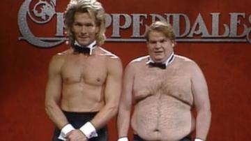 Hottest Patrick Swayze Scene in Saturday Night Live. Shirtless, Sexy, Bulge. 2558
